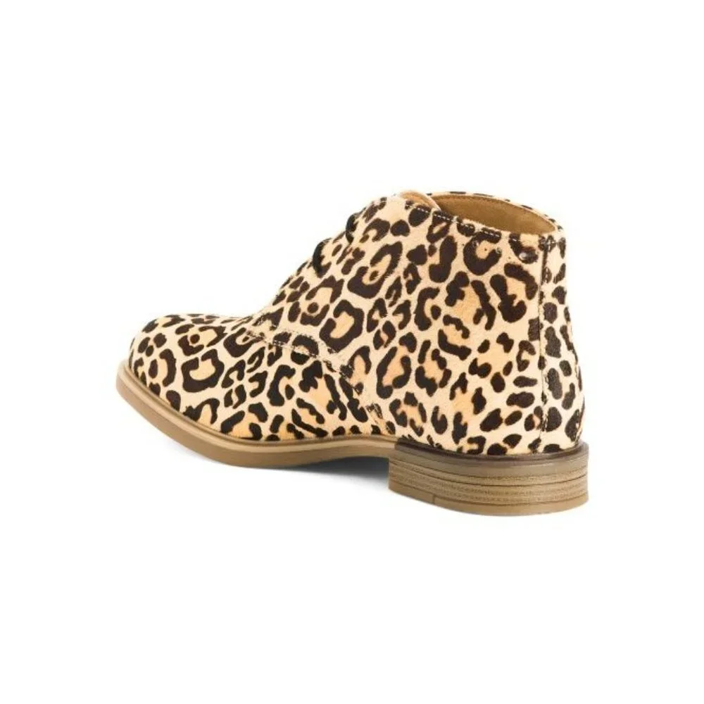 New - HUSH PUPPIES Haircalf Comfort Chukkas Leopard Women | 6.5